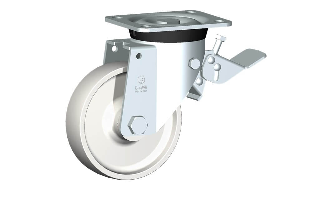 WHEEL P 150X40/50 ROLLER BEARING SWIVEL FORK + BRAKE