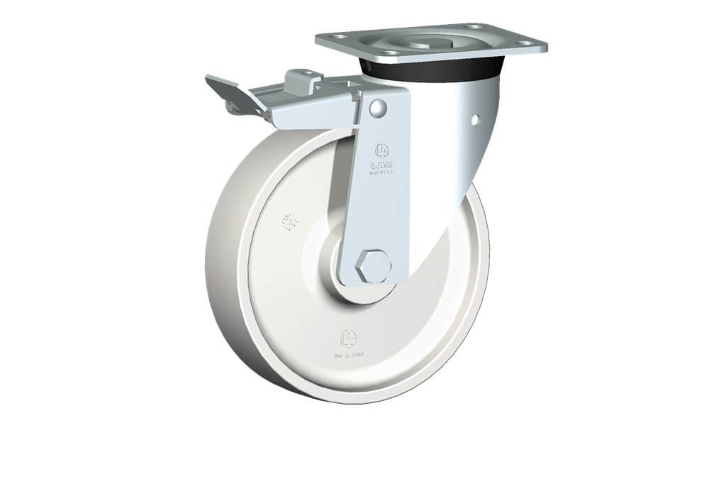 WHEEL P 200X50/60 RB SWIVEL M40 +BRAKE