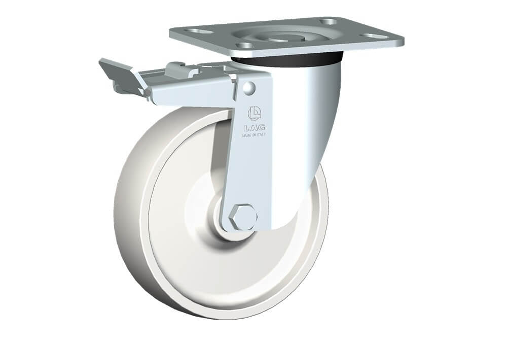 WHEEL P 150X40/50 PLAIN BORE SWIVEL FORK P60 + BRAKE