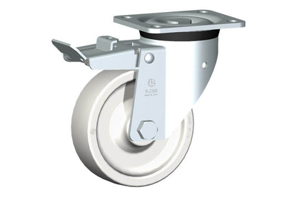 WHEEL P 150X48/60 HEAVY DUTY PLAIN BORE SWIVEL FORK P60 + BRAKE