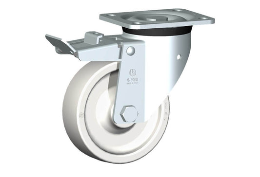 WHEEL P 150X48/60 HEAVY DUTY PLAIN BORE SWIVEL FORK P60 + BRAKE