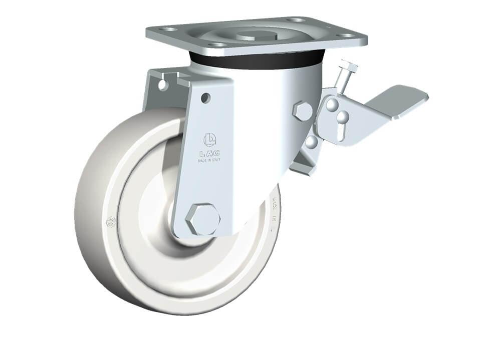 WHEEL P 150X48/60 HEAVY DUTY PLAIN BORE SWIVEL FORK P60 + BRAKE