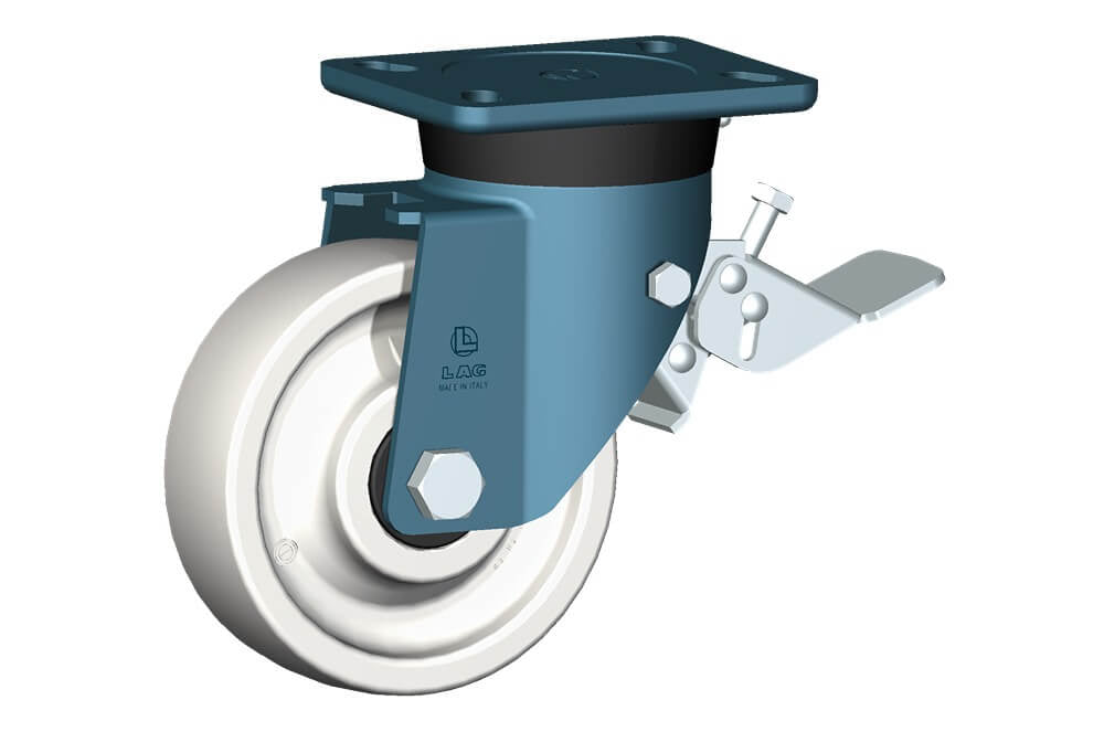 WHEEL P 150X48/60 HEAVY DUTY BB SWIVEL FORK E70 + BRAKE