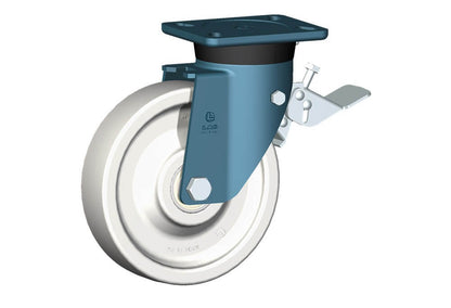 WHEEL P 200X50/60 HEAVY DUTY BB SWIVEL FORK E70 + BRAKE