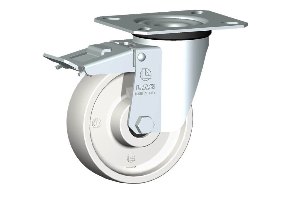 WHEEL P 100X30/40 RB SWIVEL FORK M22 + BRAKE