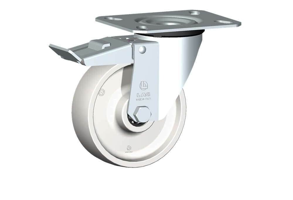 WHEEL P 125X40/50 RB SWIVEL FORK M22 + BRAKE