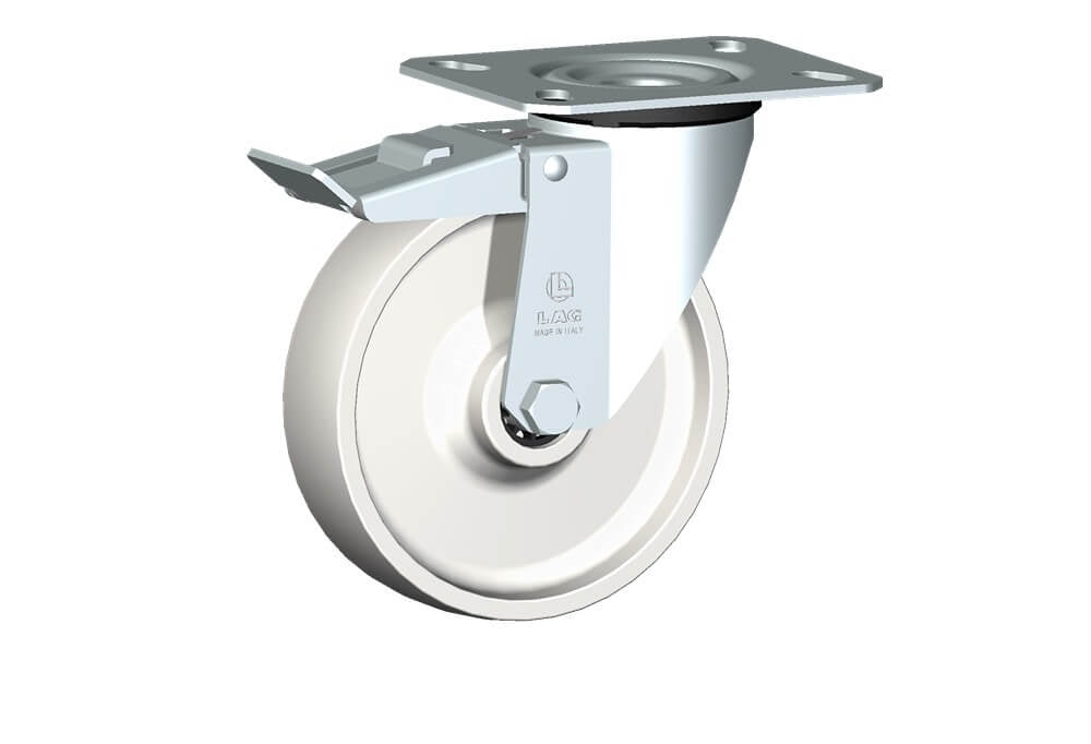 WHEEL P 150X40/50 RB SWIVEL FORK M22 + BRAKE