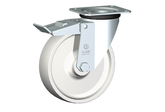 WHEEL P 150X40/50 PLAIN BORE SWIVEL FORK M22L + BRAKE