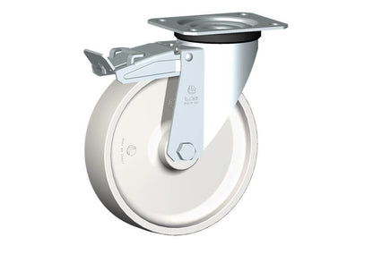 WHEEL P 200X50/60 PLAIN BORE SWIVEL FORK M22 + BRAKE