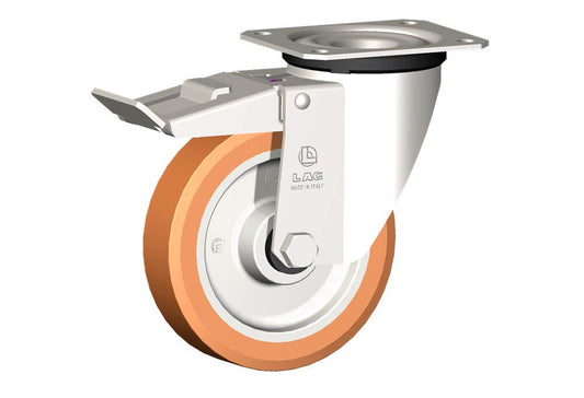 WHEEL A 125X30/40 INOX RB SWIVEL FORK X20L/50 + BRAKE
