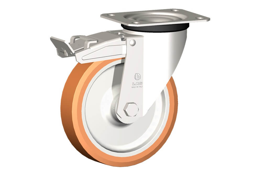 WHEEL A 175X40/50 INOX RB SWIVEL FORK X2 0 + BRAKE