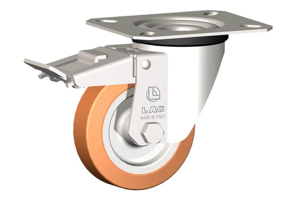 WHEEL A80X24/28 PLAIN BORE SWIVEL FORK X20 + BRAKE