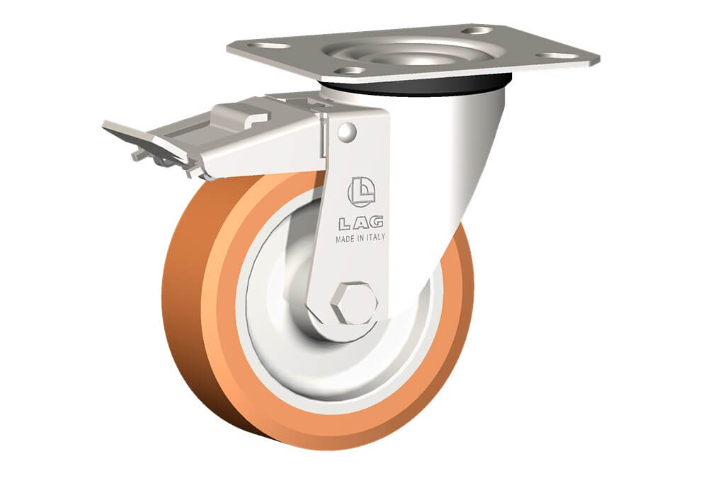 WHEEL A 100X30/40 PLAIN BORE SWIVEL FORK X20 + BRAKE