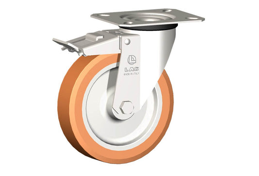 WHEEL A 125X30/40 PLAIN BORE SWIVEL FORK X20/40 + BRAKE