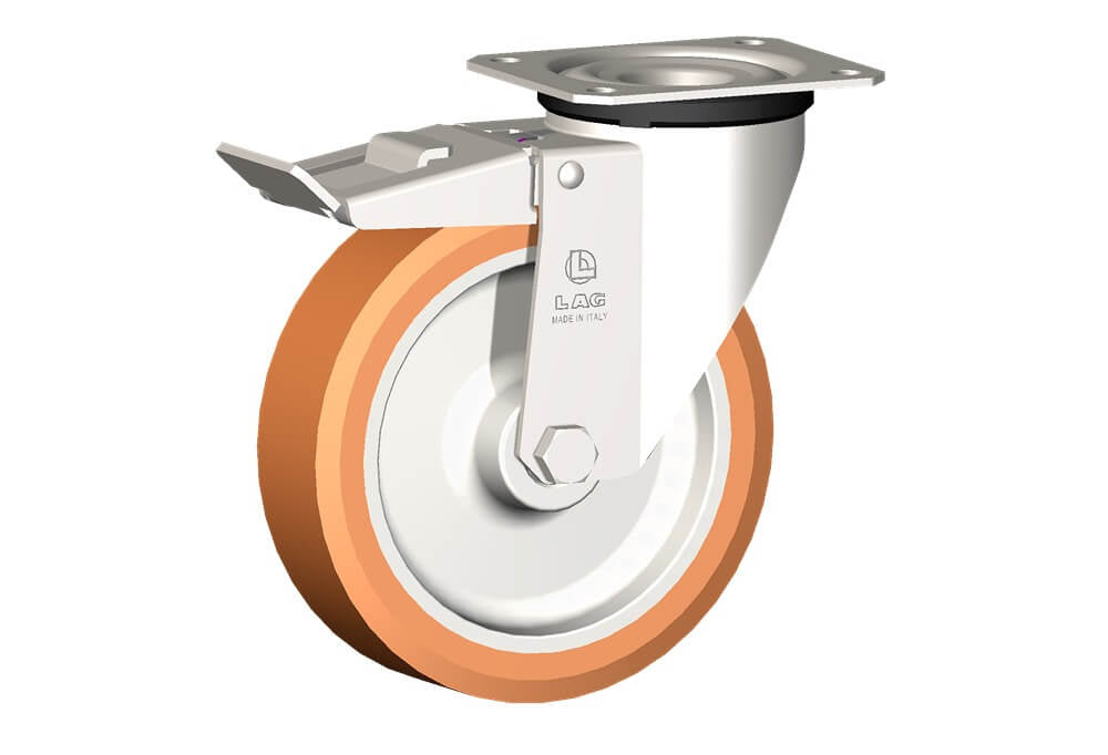WHEEL A 150X40/50 PLAIN BORE SWIVEL FORK X20L + BRAKE