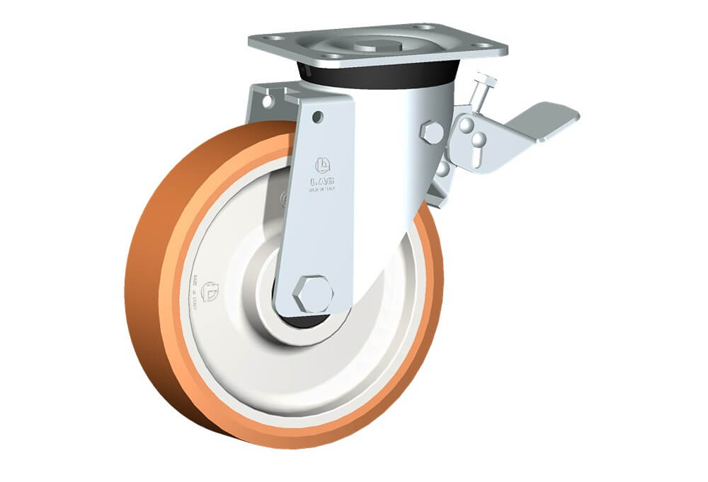 WHEEL A 200X50/60 BB SWIVEL FORK M40 + BRAKE