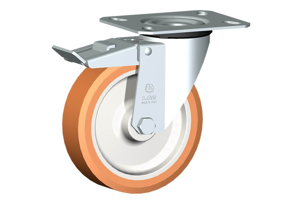 WHEEL A 150X40/50 PLAIN BORE SWIVEL FORK M22 + BRAKE