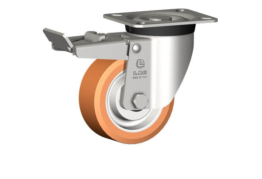 WHEEL A 100X40/40 INOX RB SWIV X40L/50 + BRAKE