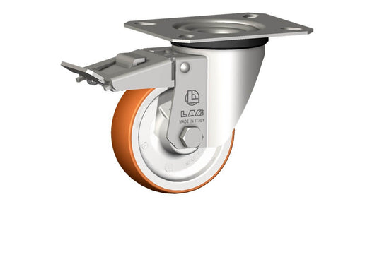 WHEEL N80X25/40 PLAIN BORE SWIVEL X20 + BRAKE