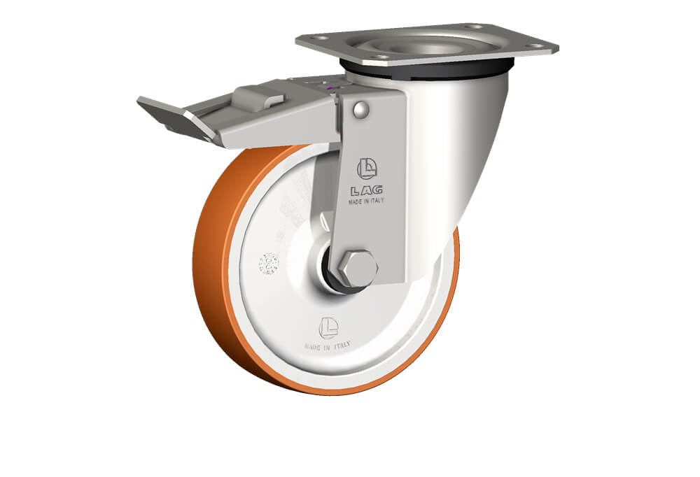 WHEEL N 125X30/40 PLAIN BORE SWIVEL FORK X20L/50 + BRAKE