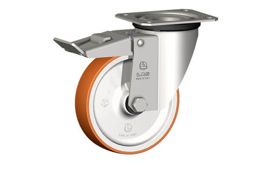WHEEL N 125X30/40 PLAIN BORE SWIVEL FORK X20L/50 + BRAKE