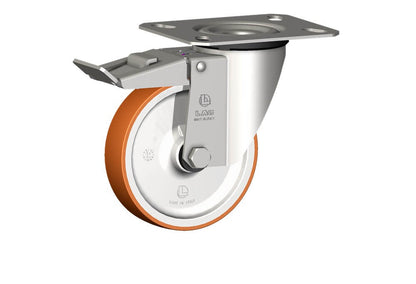 WHEEL N 125X30/40 PLAIN BORE SWIVEL FORK X20/50 + BRAKE