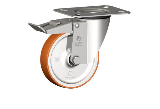 WHEEL N 125X30/40 PLAIN BORE SWIVEL FORK X20/50 + BRAKE