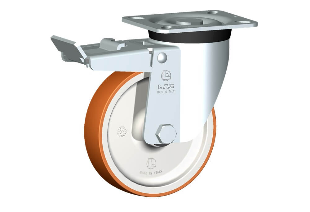 WHEEL N 125X30/40 PB SWIVEL FORK M40L/50 + BRAKE