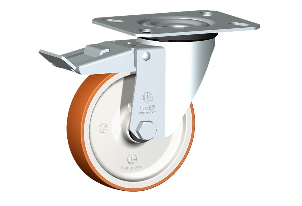 WHEEL N 125X30/40 PLAIN BORE SWIVEL FORK M22/50 + BRAKE