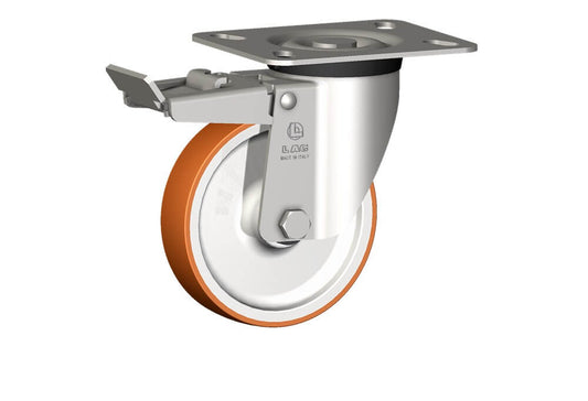 WHEEL N 125X30/40 ROLLERB.INOX SWIVEL X40/50 + BRAKE