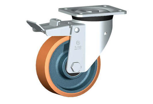 WHEEL Z 150X50/60 BB SWIVEL P60 + BRAKE (TRAILING BRAKE)