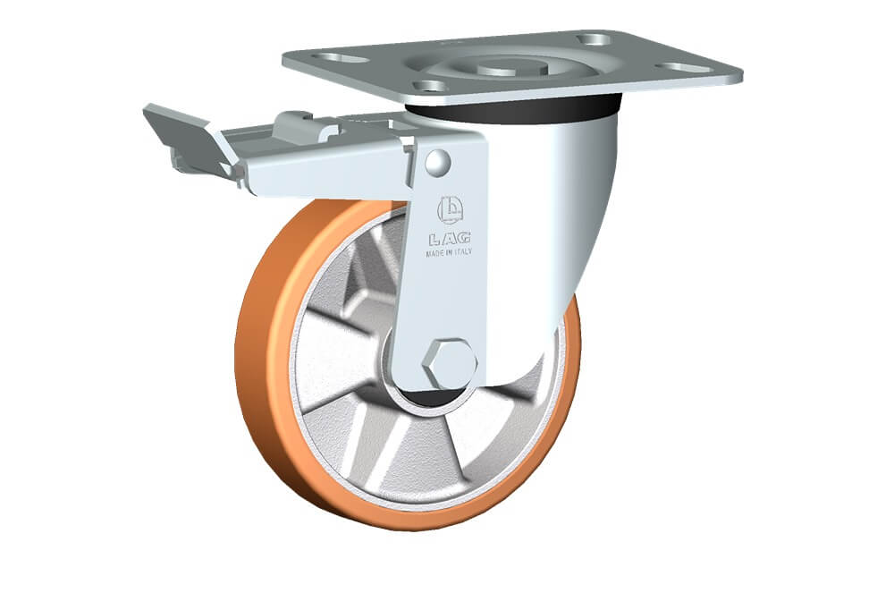 WHEEL T 125X30/40 BB SWIVEL FORK M40/50 + BRAKE