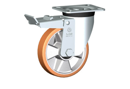 WHEEL T 125X30/40 ROLLER BRGS. SWIVEL FORK M40L/50 + BRAKE