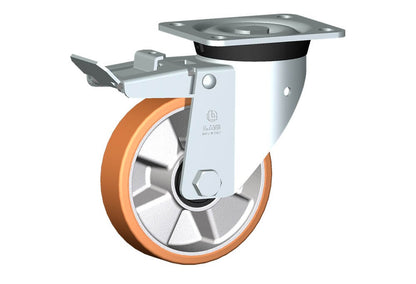 WHEEL T 150X40/50 ROLLER BRGS. SWIVEL FORK M40/60 + BRAKE