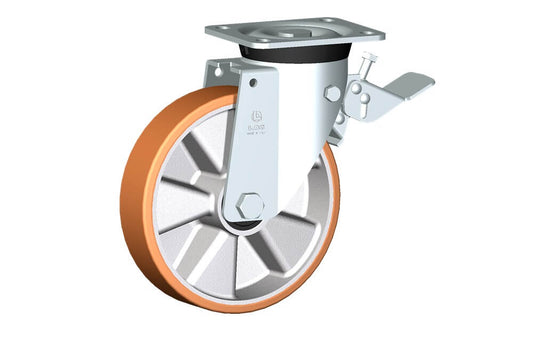 WHEEL T 200X50/60 RB SWIVEL FORK M40 + BRAKE