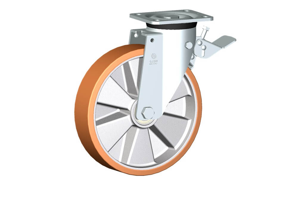 WHEEL T 250X60/60 BB SWIVEL FORK P60 + BRAKE