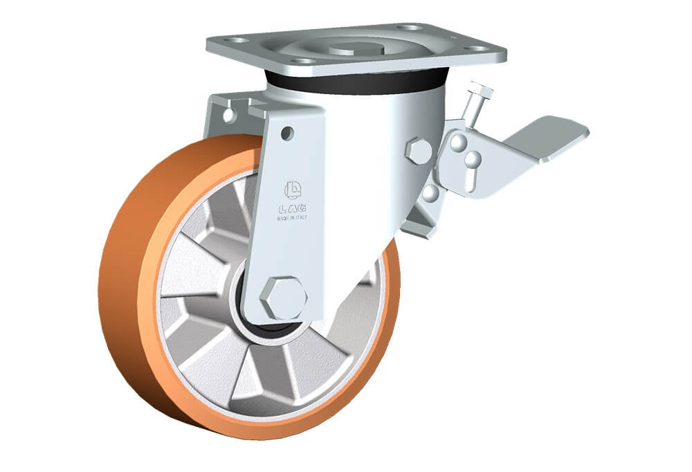 WHEEL T 160X50/60 RB SWIVEL FORK P60 + BRAKE