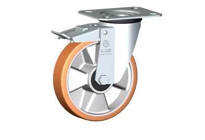 WHEEL T 125X30/40 BB SWIVEL FORK M22/40 + BRAKE
