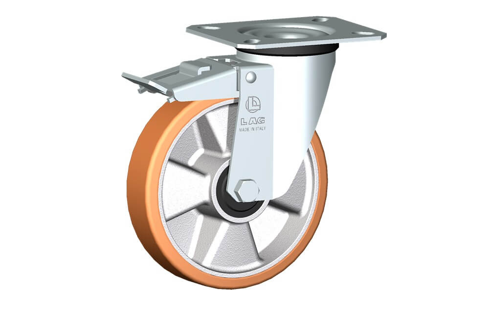 WHEEL T 125X30/40 RB SWIVEL FORK M22/40 + BRAKE