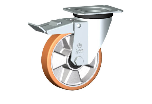 WHEEL T 125X30/40 RB SWIVEL FORK M22L/50 + BRAKE
