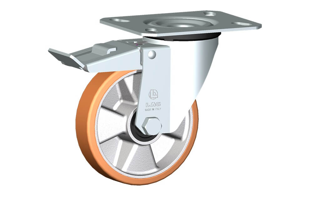 WHEEL T 125X30/40 RB SWIVEL FORK M22 + BRAKE