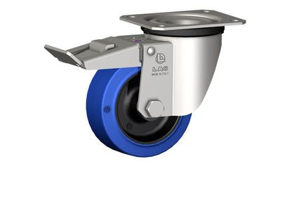 WHEEL LB 100X40/40 PLAIN BORE INOX SWIVEL FORK X20L/50 +BRAKE