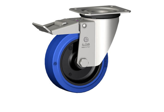 WHEEL LB 125X40/40 PLAIN BORE SWIVEL FORK X20L/50 + BRAKE