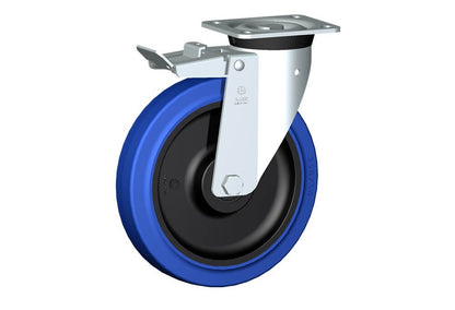 WHEEL LB 250X50/60 ROLLER BRGS SWIVEL FORK M40 + BRAKE