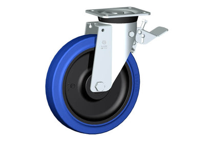 WHEEL LB 250X50/60 ROLLER BEARINGS SWIVEL FORK M40 + BRAKE