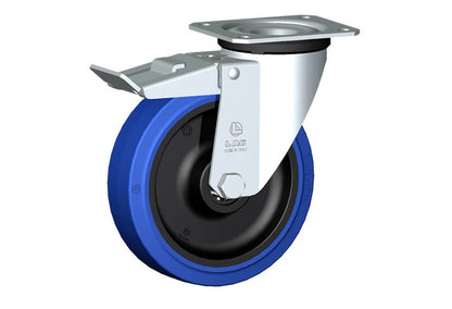WHEEL LB 150X40/50 ROLLER BRGS. SWIVEL FORK M22L + BRAKE