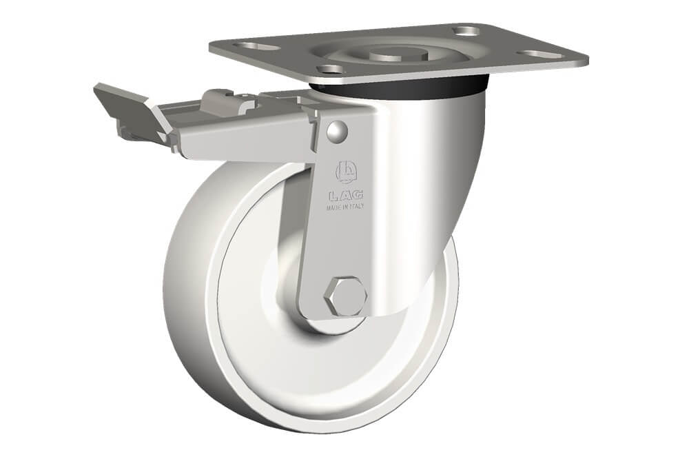 WHEEL P 125X40/50 PLAIN BORE SWIVEL FORK X40 + BRAKE
