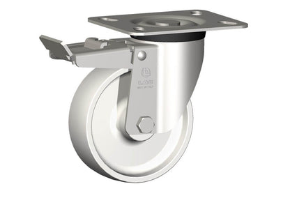 WHEEL P 125X40/50 PLAIN BORE SWIVEL FORK X40 + BRAKE
