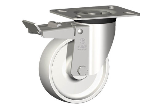 WHEEL P 125X40/50 PLAIN BORE SWIVEL FORK X40 + BRAKE