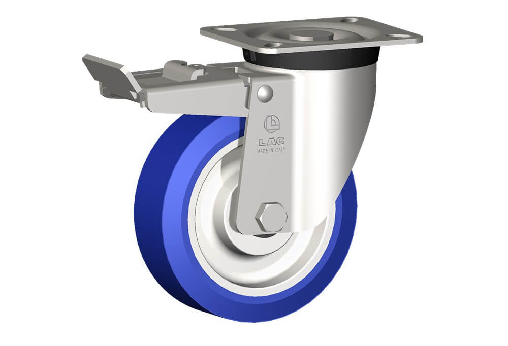 WHEEL AS 125X40/40 INOX RB SWIV X40L/50 +BRAKE